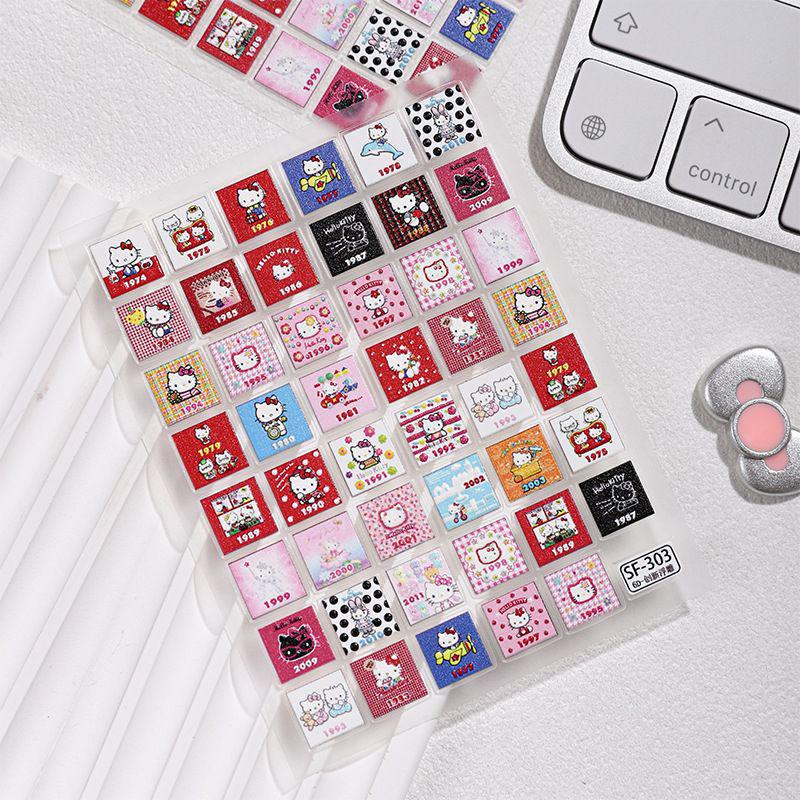 Sanrio Kitty 6D Embossed Cartoon Phone Case Stickers - Cute DIY Stereo Blocks Sky Kitty Block Sticker [1 Piece]