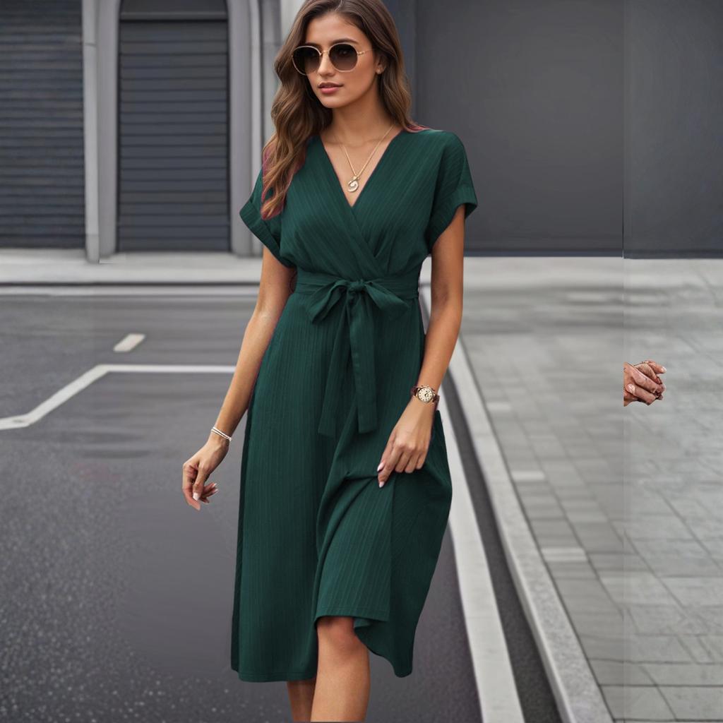 Women's Casual Fashion R,neck Short Sleeve Retro Christmas Print Retro Dress