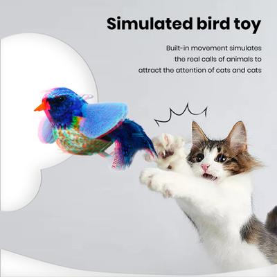Interactive Cat Toys Hanging Plush Bird Squeaky Sound Simulation Bird Teaser Toy Playful Entertain Bond with Your Pet Kitten Chirping Toy for Cats