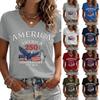 Women's Casual V Neck Short Sleeve Pullover T Shirt America 250 Anniversary Graphic Print 1776 2026 Independence Day Top