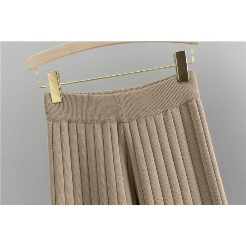 Weite Beinhose Übergröße Pullover Damen Herbst Weste Strickjacke Hosenanzug