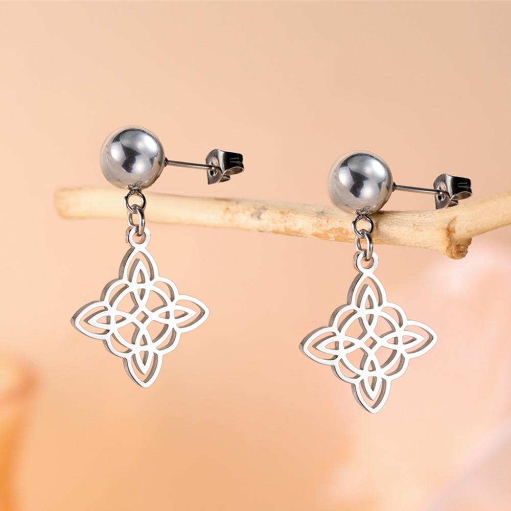 My Shape Witches Knot Earrings Stainless Steel Stud Earrings Women Witchcraft Drop Earrings Jewelry Celtics Irish Knot Amulet