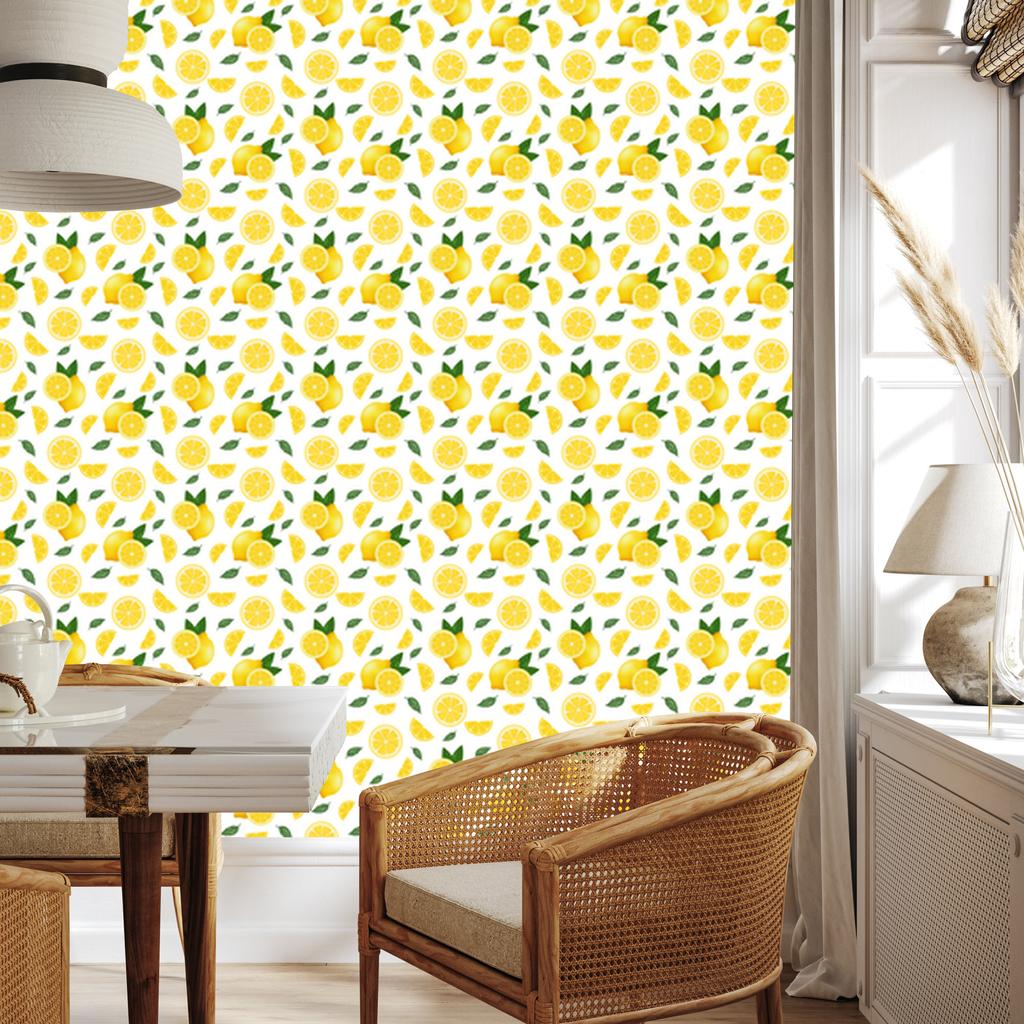 Lemon White and Yellow Wallpaper for Living Room and Bedroom 50x1000