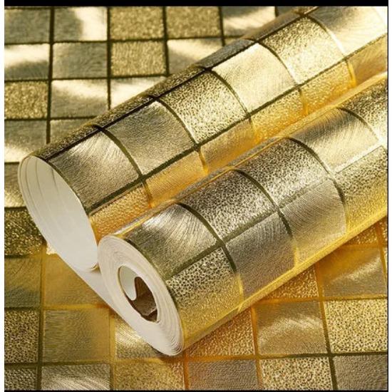 Selbstklebende Mosaik-Tapetenroller zur Wanddekoration Glitzer Spiegel Funkeln Lichtreflektierend Gold Silber Wandaufkleber