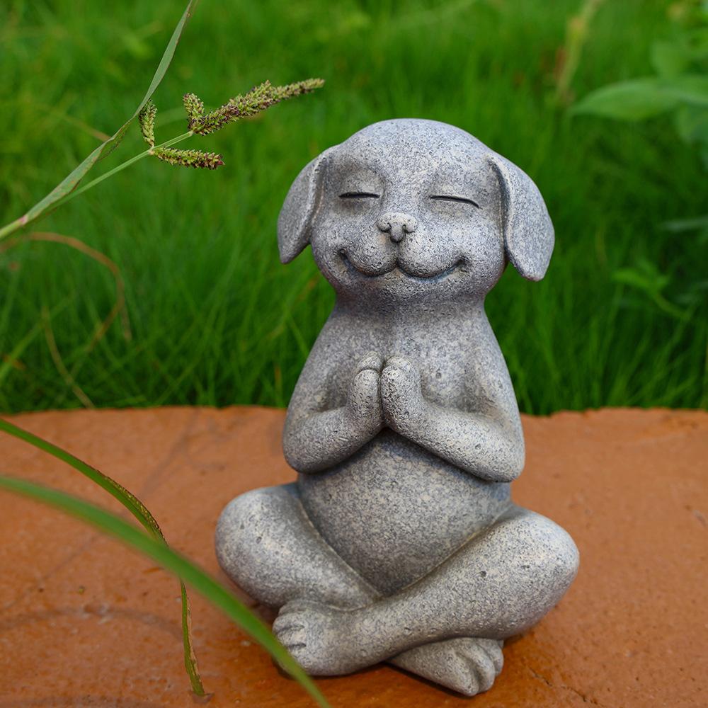 NORTHEUINS Resin Yoga Dog Meditation Frog Animal Statue Ornament Model Pray Figurines Cute Retro Craft Home Room Decoration Item