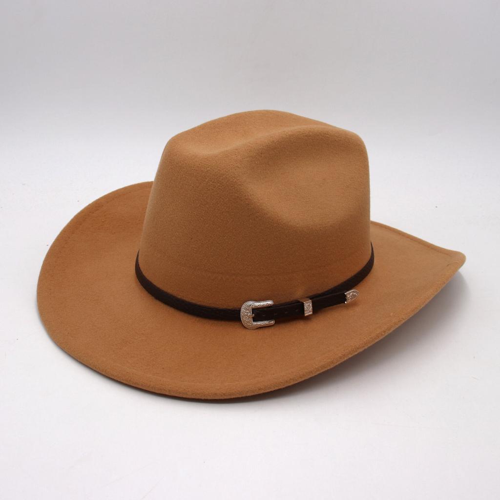 Top Hat Western Cowboy Hat Jazz Hat Retro Felt Hat Belt Wool Hat Men'S And Women'S