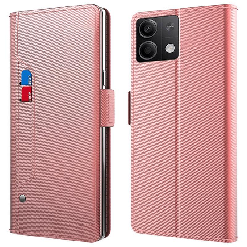 

Для Xiaomi Redmi Note 13 5G Чохол Протиударний Шкіряний Чохол для Мобільного Телефону з Дзеркалом Rose Gold