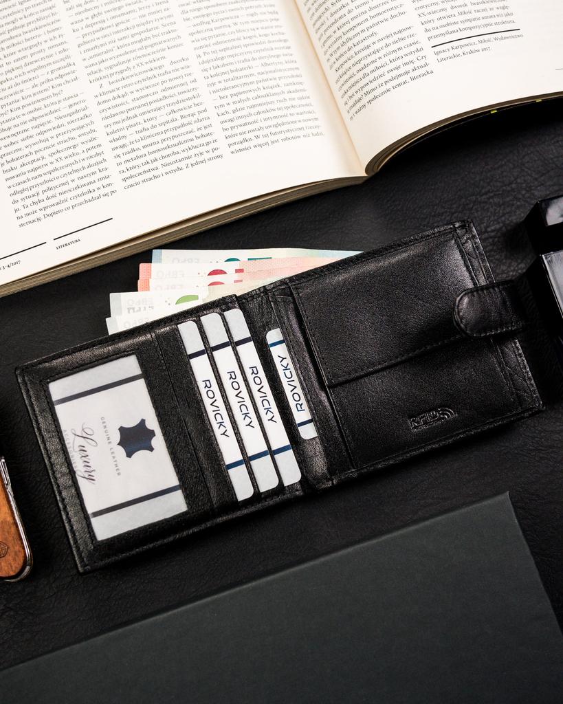 Men's Leather Wallet RM-01L-BDF-BL-9960 Black