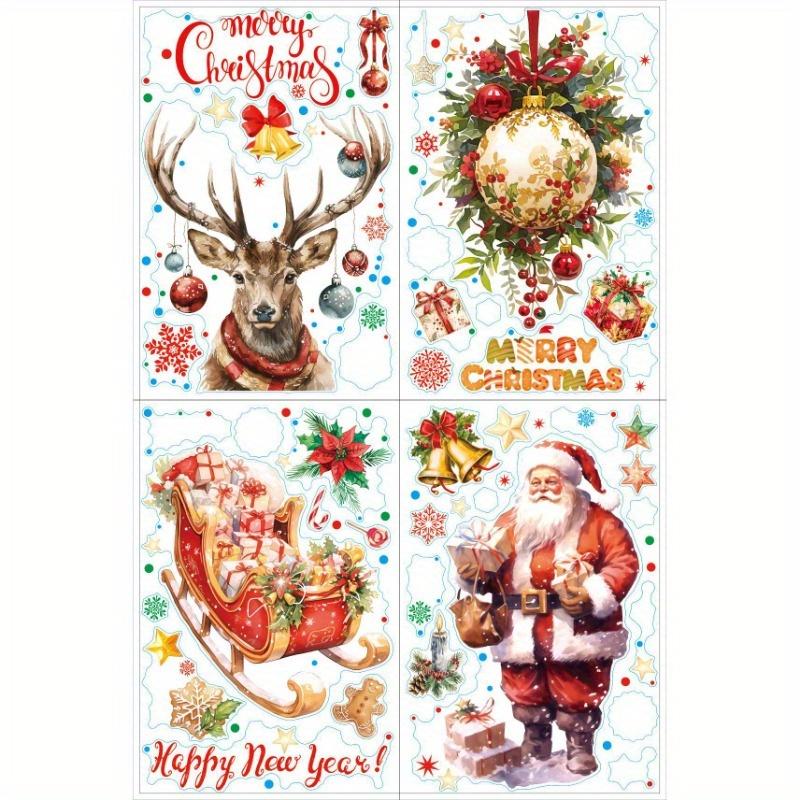 

1pc powder ice and snow Santa Claus glass stickers shop window dcoration atmosphere electrostatic stickers,Christmas decoration