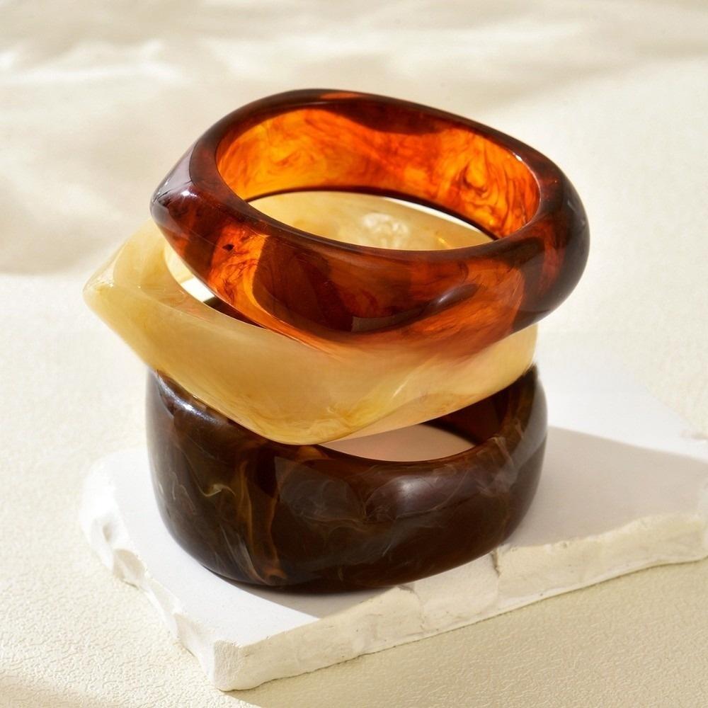 3/4 Pcs Thickened Irregular Resin Bracelet Wide Cuff Bracelet Set Exaggerated Chunky Bangles Gifts