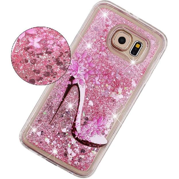 Case for Samsung S6 for Girl Glitter Sparkle Floating Shiny Quicksand Clear Soft TPU Silicone Shockproof Protective Bumper Thin Cover for Samsung