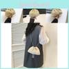 Trendige Street Style Gewebte Eimer Tasche Schick Minimalistisch Sommer Umhängetasche