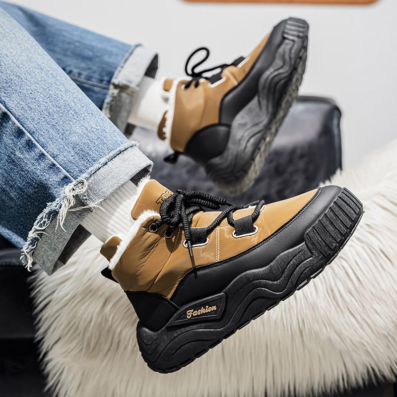 Winter Snow Boots for Men Add Velvet Men's Sports and Leisure Wear-resistant Non-Slip Sneakers Ankle Boots Soft and Comfortable