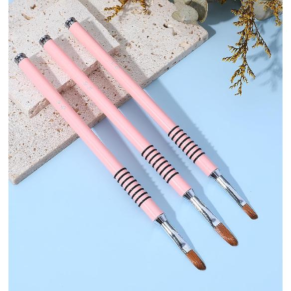 3PCS Brush for Acrylic Nails, Nail Brushes for Acrylic Application, 2/4/5 Sizes with Non-slip Handle, Purple-Pink Gradient for DIY & Home Use