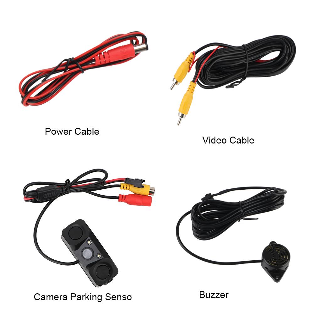 Car Accessories High Definition LED Light Waterproof DC 12V Rear View Camera Reversing Radar Sensor Detector Universal 3 In 1 Night Vision Mini Alarm