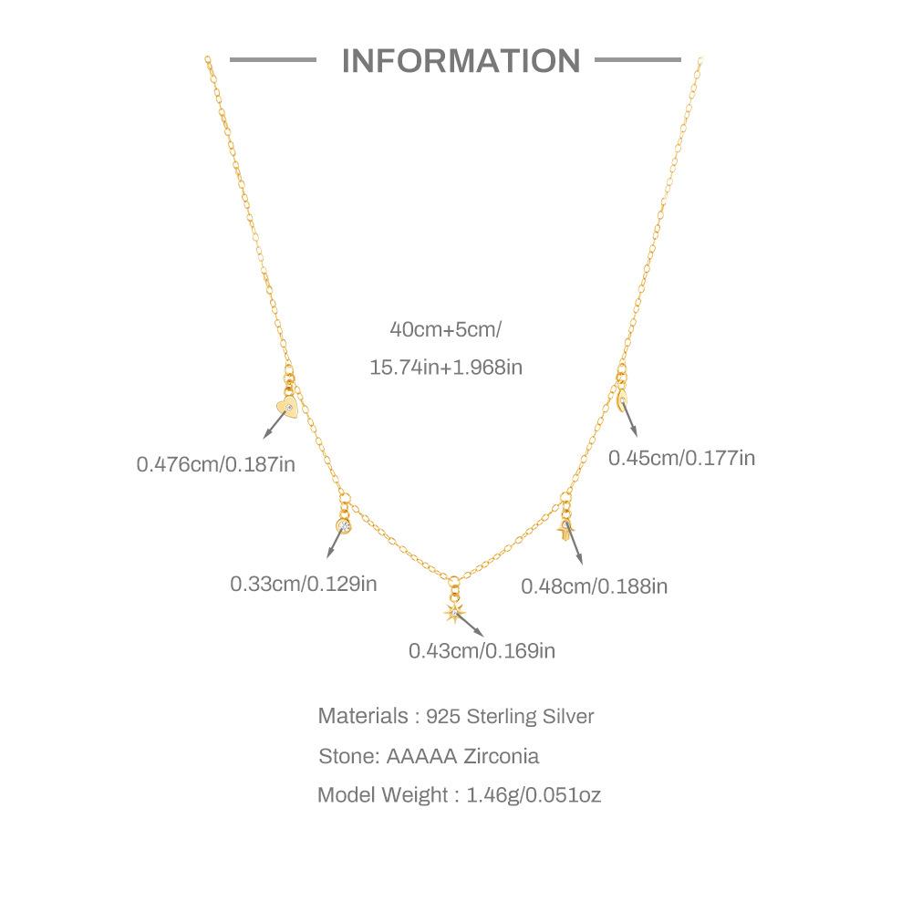 S925 Sterling Silver Geometric Octagonal Star/Devil'S Eye/Stacked Diamond Daily Match Ladies Clavicle Necklace