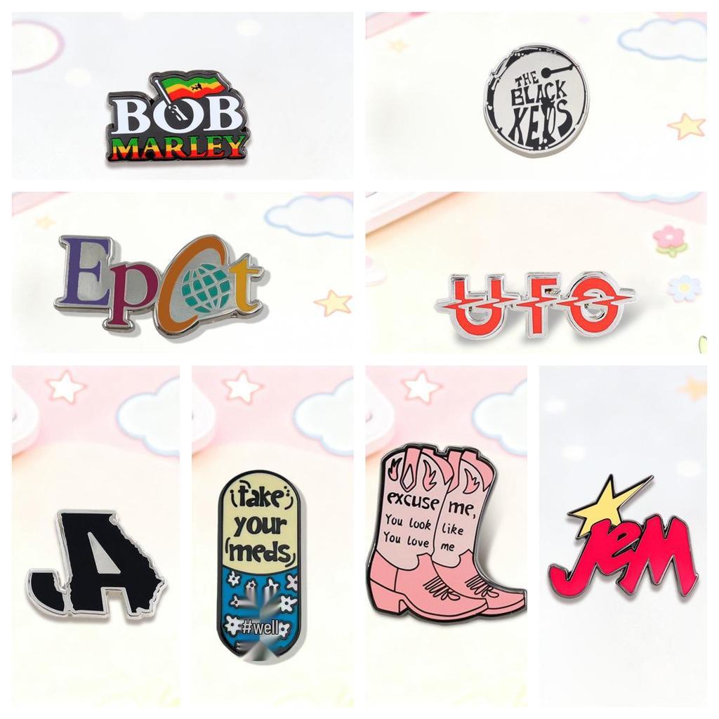 Band Logo English Letters Enamel Badge Brooch - Backpack, Lapel Pin, Party Accessory, Gift