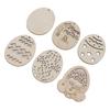 30Pcs Wooden Easter Pendant Assorted Eggs Style Durable Light Weight Wooden Cutouts with Pens Ropes for DIY Decoration
