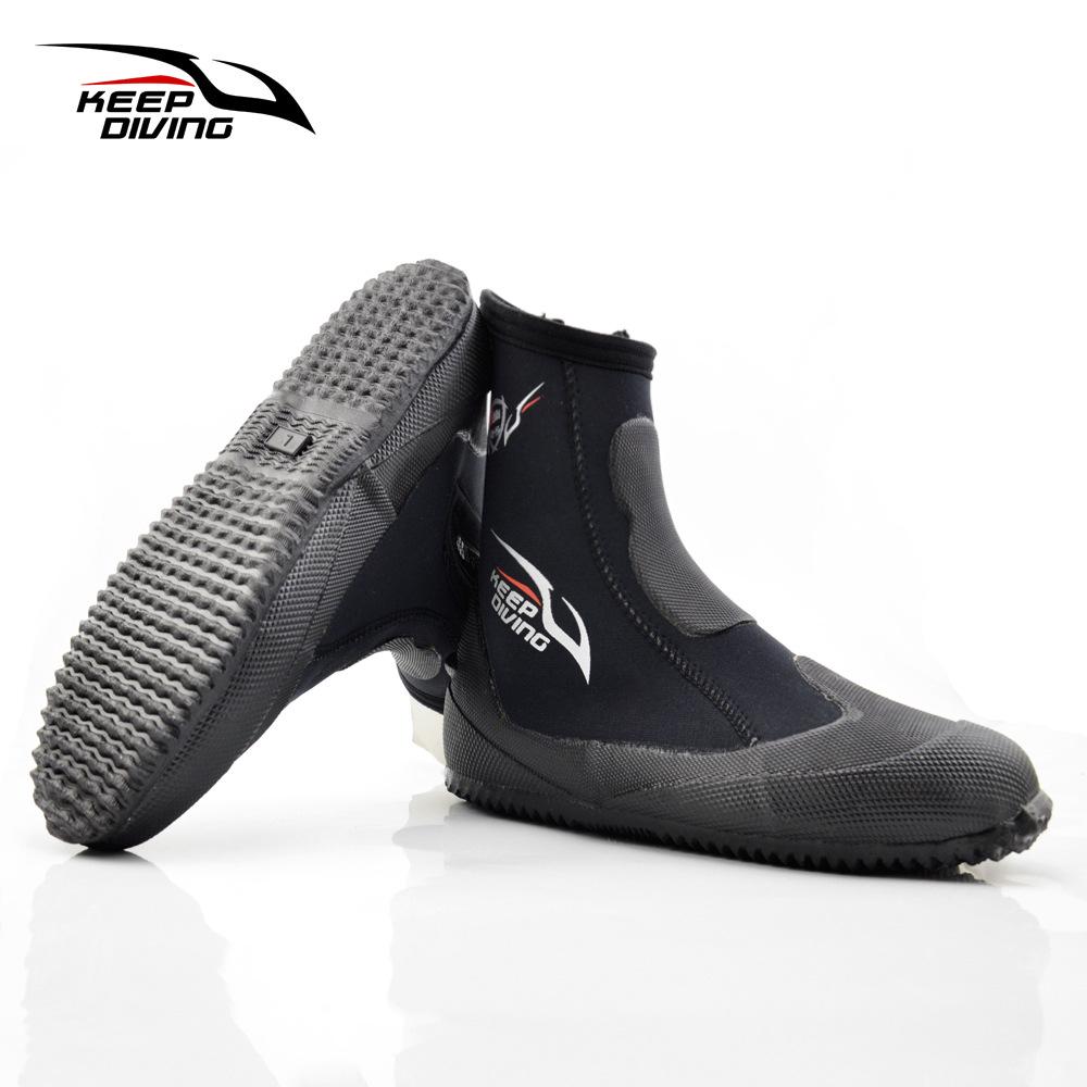 KEEP DIVING 5MM High-Elastic Vulcanized Diving  Wading Boots - Non-slip, Warm, Trekking, Fishing, and Hunting Shoes. XS (33-35)