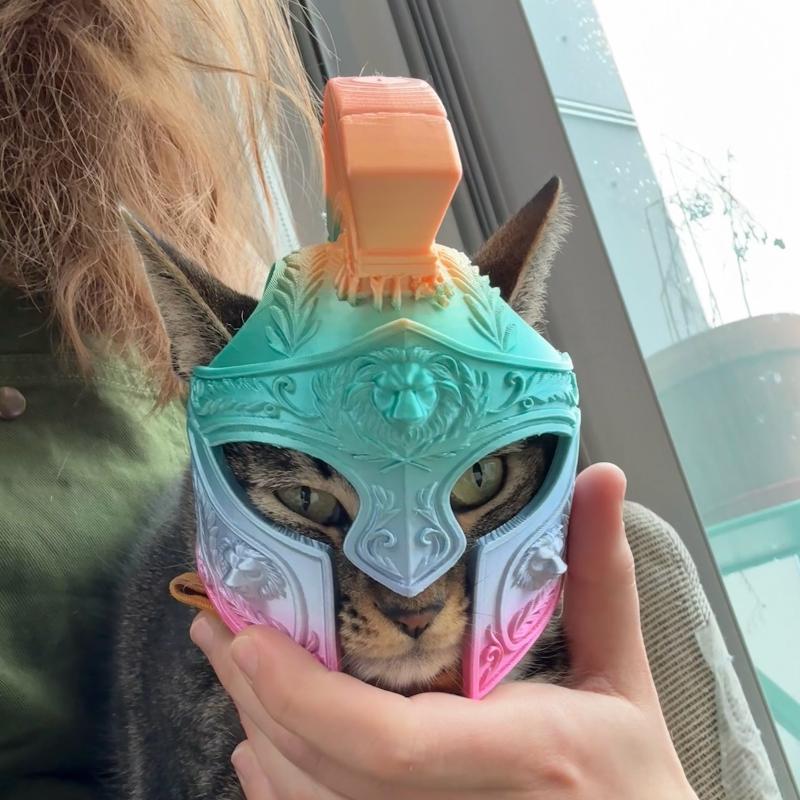 Casco da Gatto Stampato in 3D Stile Centurione Romano Costume per Animali Domestici Leggero Copricapo Unico per Gioco di Ruolo Animali Domestici Sessione Fotografica