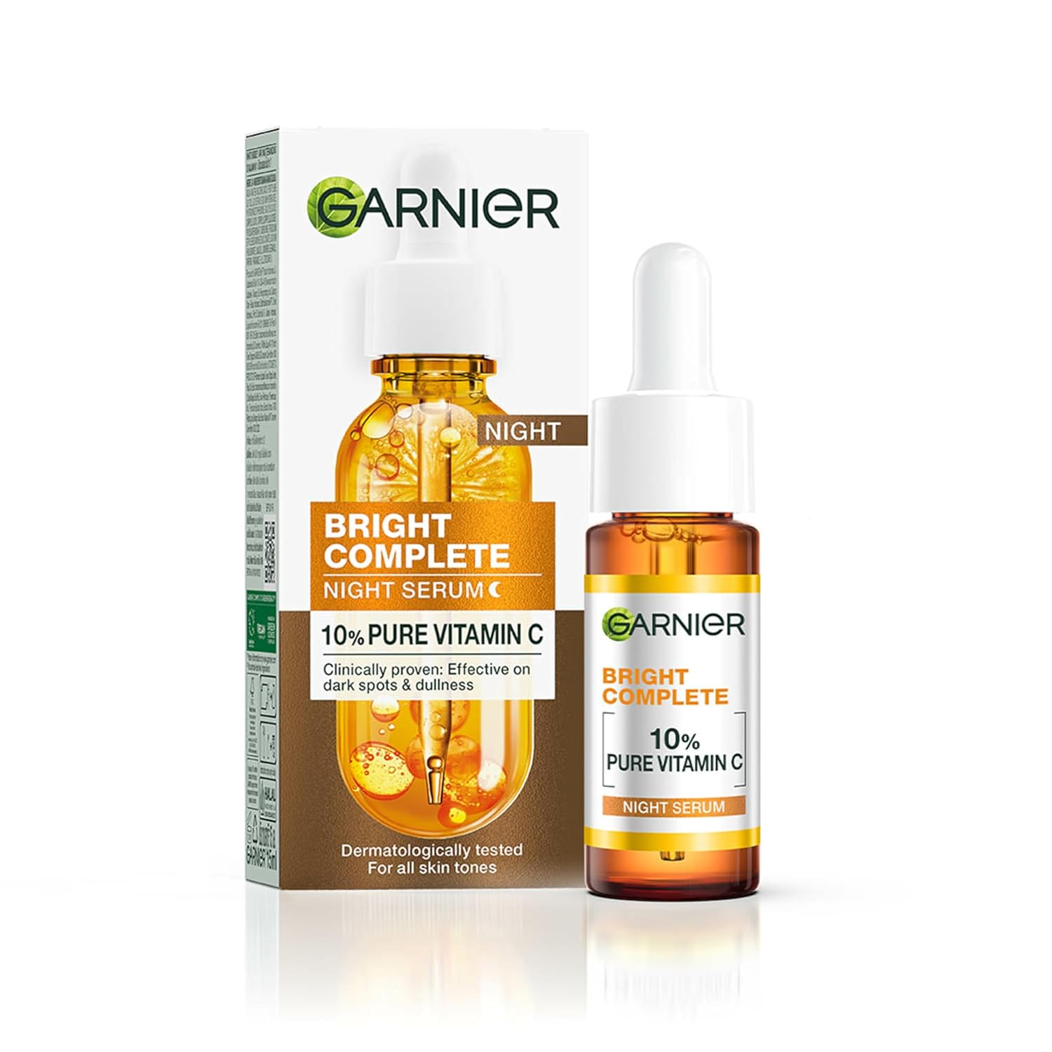 Garnier Bright Complete Night Vitamin C Serum With 10% Pure Vitamin C for Bright Skin- 15 ml 30ml