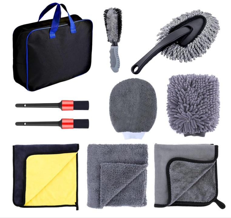9-Piece Car Cleaning Set: Wheel Brush, Tire Brush & Wash Mitt for High-Performance Cleaning