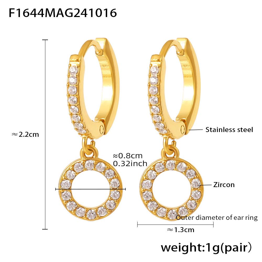 Qiong Yao Geometric Handmade Zircon Diamond Earrings with PVD Color Retention - Trendy Niche Jewelry