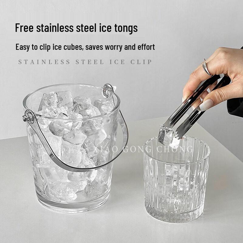 ZISIZ Tragbarer Glas-Eiskübel mit Zange