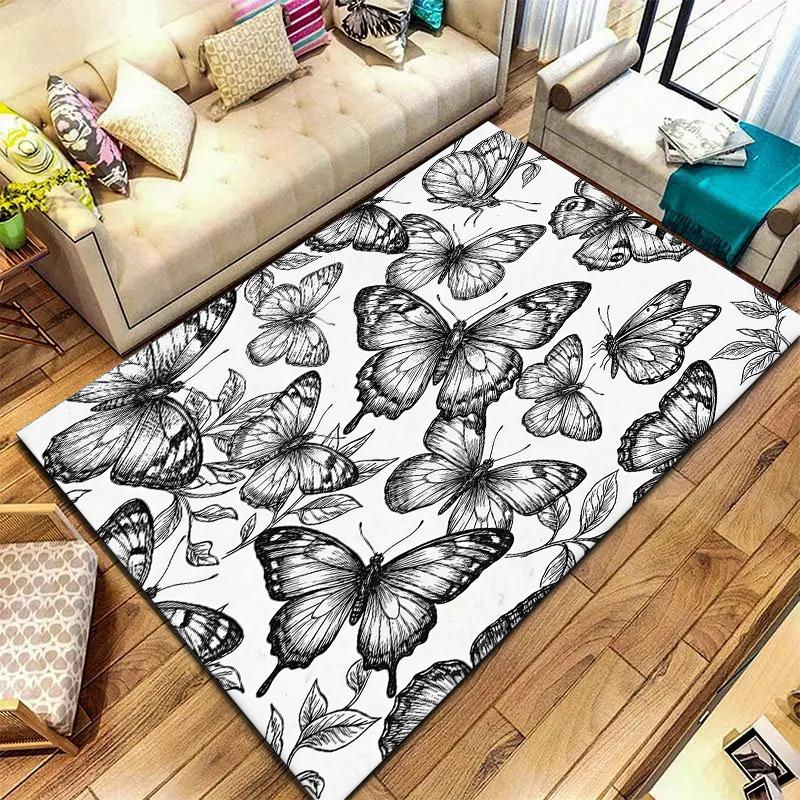Black White Animals Pattern Square Carpet,Area Rug,Carpet Rug for Living Room Bedroom Sofa Playroom Decor,Non-slip Floor Mat,Holiday Birthday Gifts
