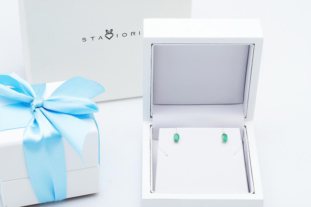 Gold Earrings with Emeralds and Diamonds