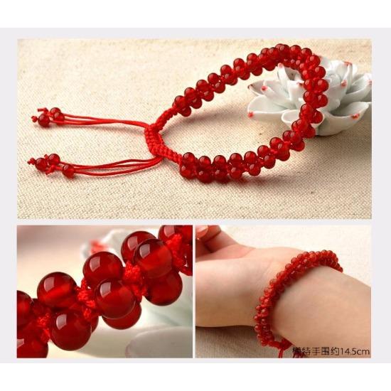Agate Red Rope Hand-Woven Flower Blooming Rich Bracelet Ethnic Style Exquisite Couple Girlfriend Fashion Jewelry Handmade Auspicious Clouds