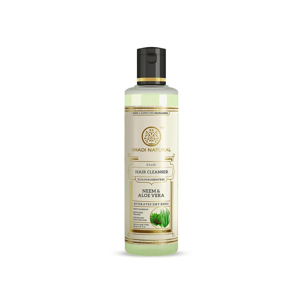KHADI NATURAL Neem & Aloe Vera Herbal Shampoo 210ml Anti Dandruff Hair Care Strengthens Roots