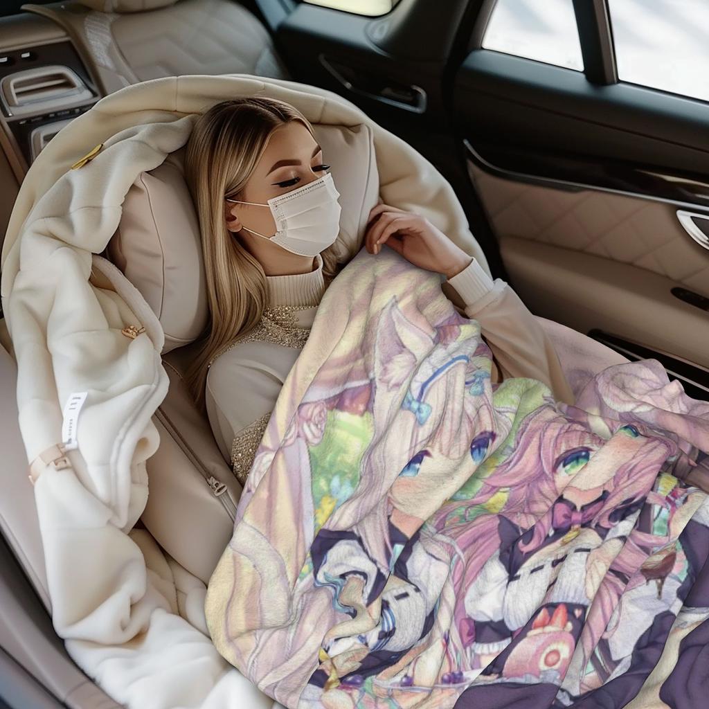 Nekopara Game Chocola and Vanilla Blankets Flannel Summer Air Conditioning  Portable Soft Throw Blanket for Sofa Couch Rug Piece