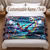 Soccer Theme Soft Blanket Personalized Custom Name Text Print Warm Blanket Home Sofa Bedroom Decor