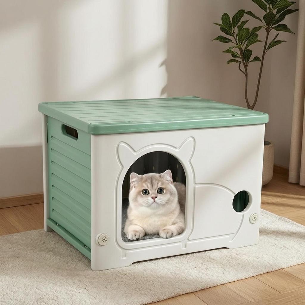 Pet House with Cat Ear Opening Half-Enclosed Crate Easy-Tohygienic Pets