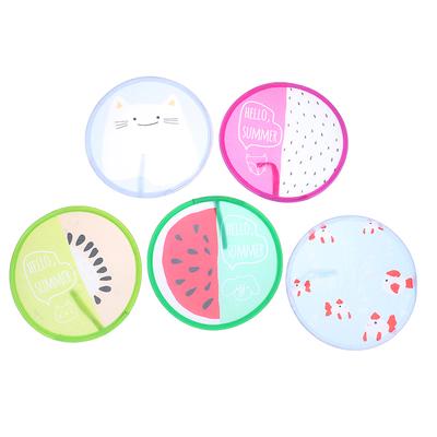 1PC Fruit Round Folding Fan Portable Mini Hand Held Fans Summer Cooling Fan M/<