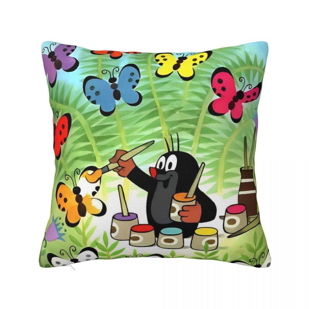Pillow Cover Classic Cartoon Little Mole Print Printed Cushion Cover Kawaii Pillow Case For Wedding Party Home Decor Pillowcases