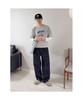 Denim Elastic Waist Pants Navy