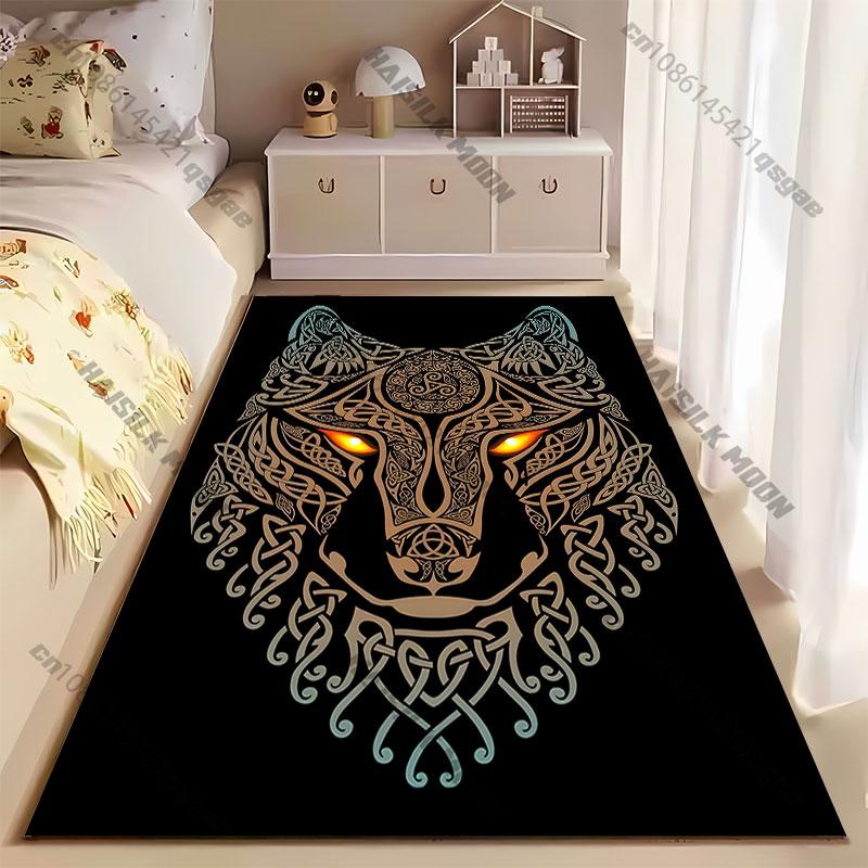 Mystical Wolf Tribal Design Carpet Yoga Living Room Room Decor Children's Crawling Mat Doormat Area Rug Games Mat