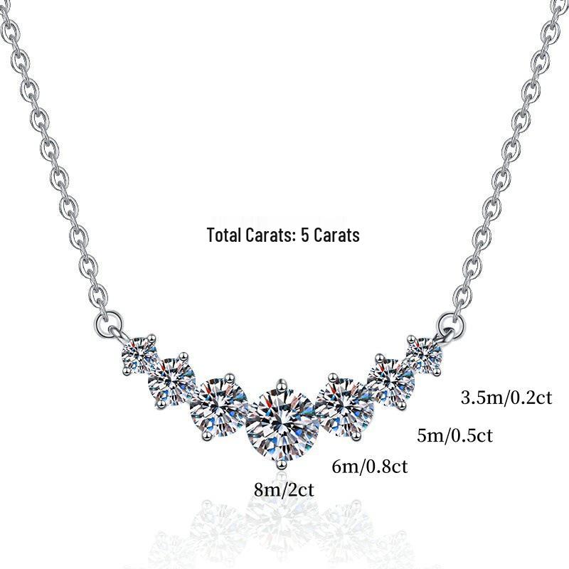 S925 Sterling Silver Moissanite Princess Pendant Necklace - Elegant Women's Fashion Clavicle Chain