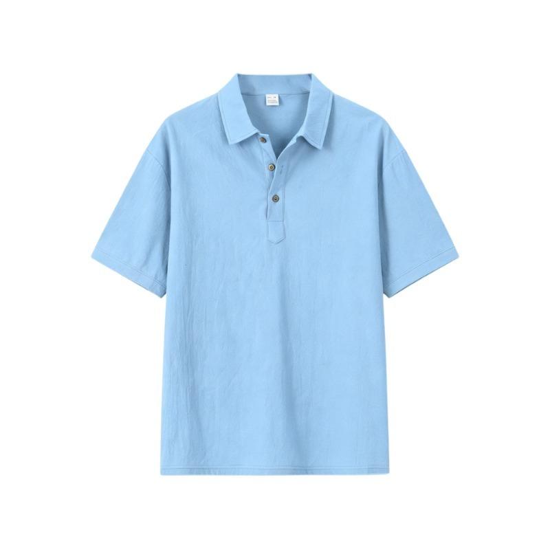 Mens Loose Fit Casual Short Sleeve Turn Down Collar Polo Shirt