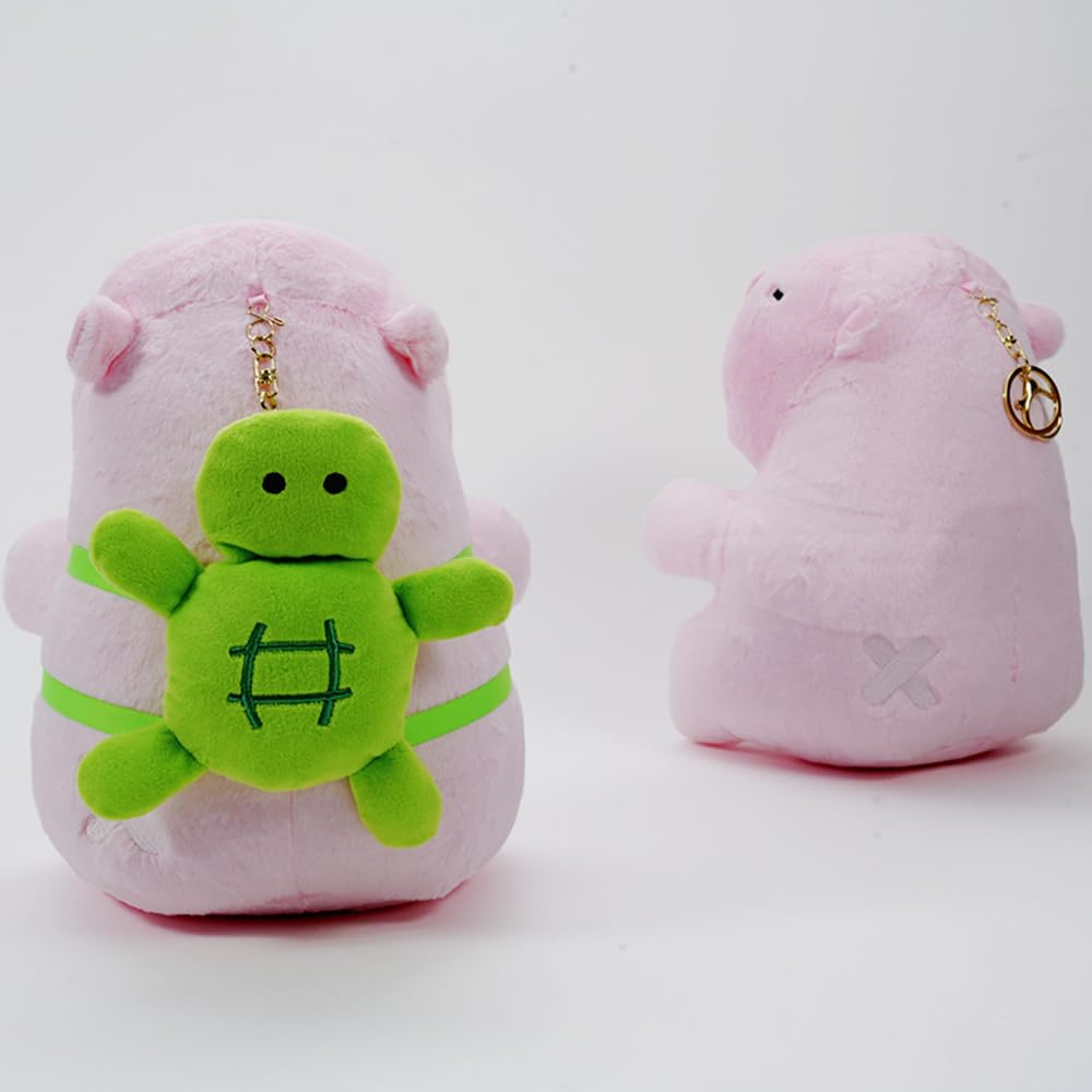 Clearstone Capybara Plush Keychain, Chavimaru Turtle with Music, 23cm, Pink