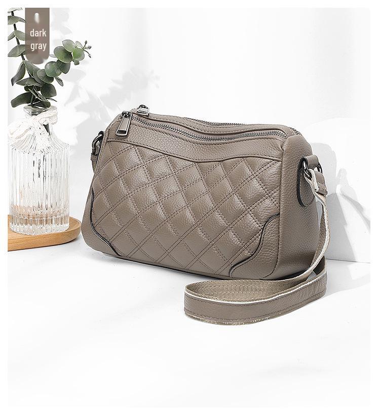 Genuine Leather Large Capacity Women's Shoulder & Crossbody Bag with Diamond Pattern - 2026 Trendy Casual Fashion Backpack
