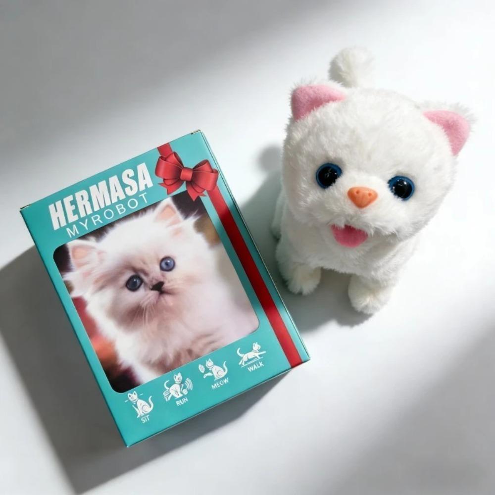 Giocattolo Elettrico Intelligente Gatto di Peluche Camminante Realistico Ronfante Peluche Animale Carino Interattivo Bambola Animale Domestico Compleanno Bambini per Ragazzi Ragazze