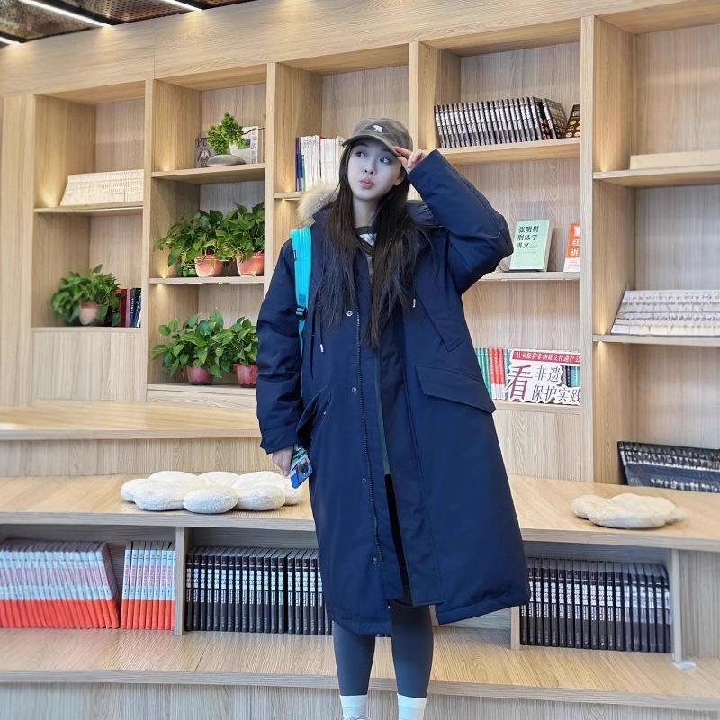 Long Tooling Down Cotton Clothes Women's Winter New College Style Small Pie Overcome Cotton Clothes Thickened Coat