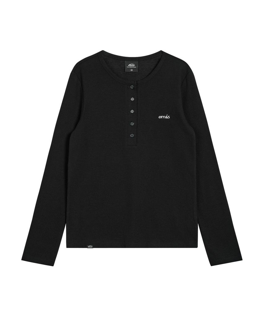Imiseu Henley Neck T-Shirt-Black