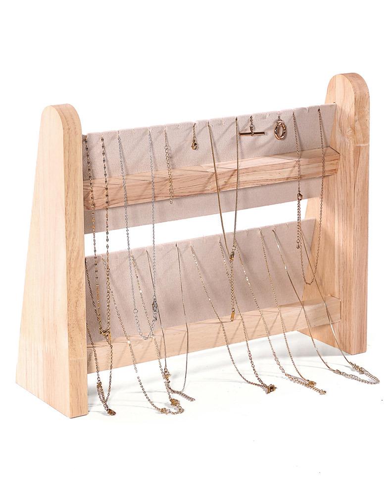 2 Lagen Houten Schuine Vorm Sieraden Display Ketting Hanger Organizer Stand Houder Rek Vitrine Dienblad