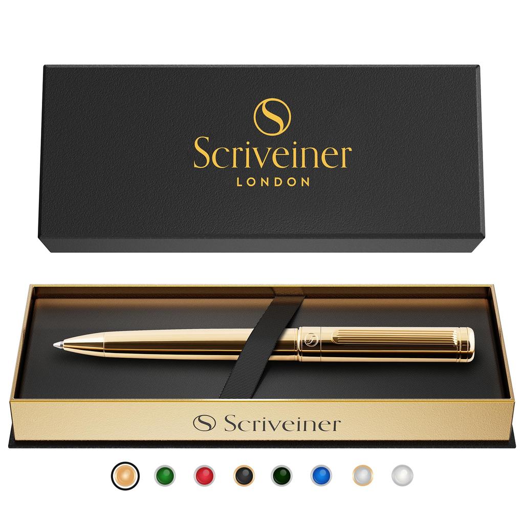 Scriveiner Ballpoint Premium Genuine Gold Plated with Schmidt Black A Perfect Gift Set for and Office Gold Pen Stunning Luxury Pen 24 Pen, Quality,