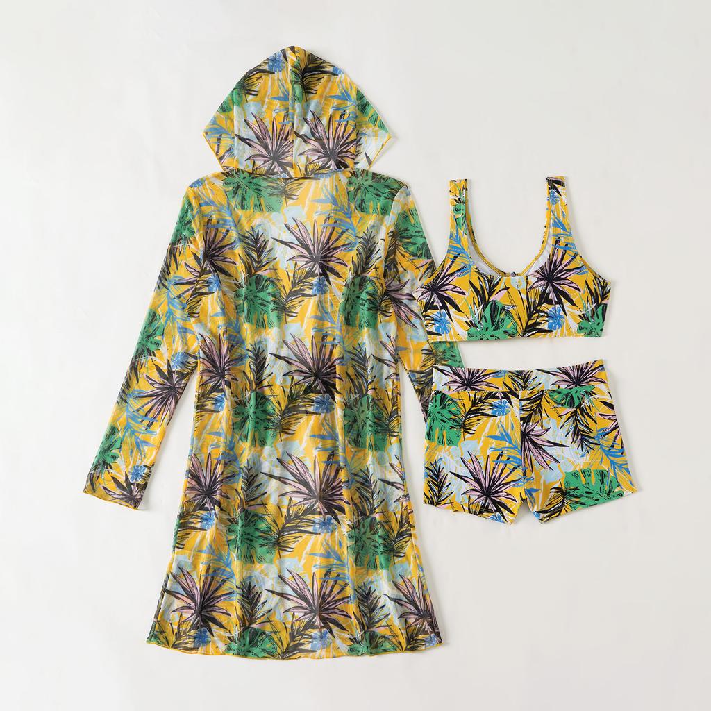 New Fashion Sexy Multi-color Printed Women's Swimsuit Three Piece Bikini Set Women's Swimsuit