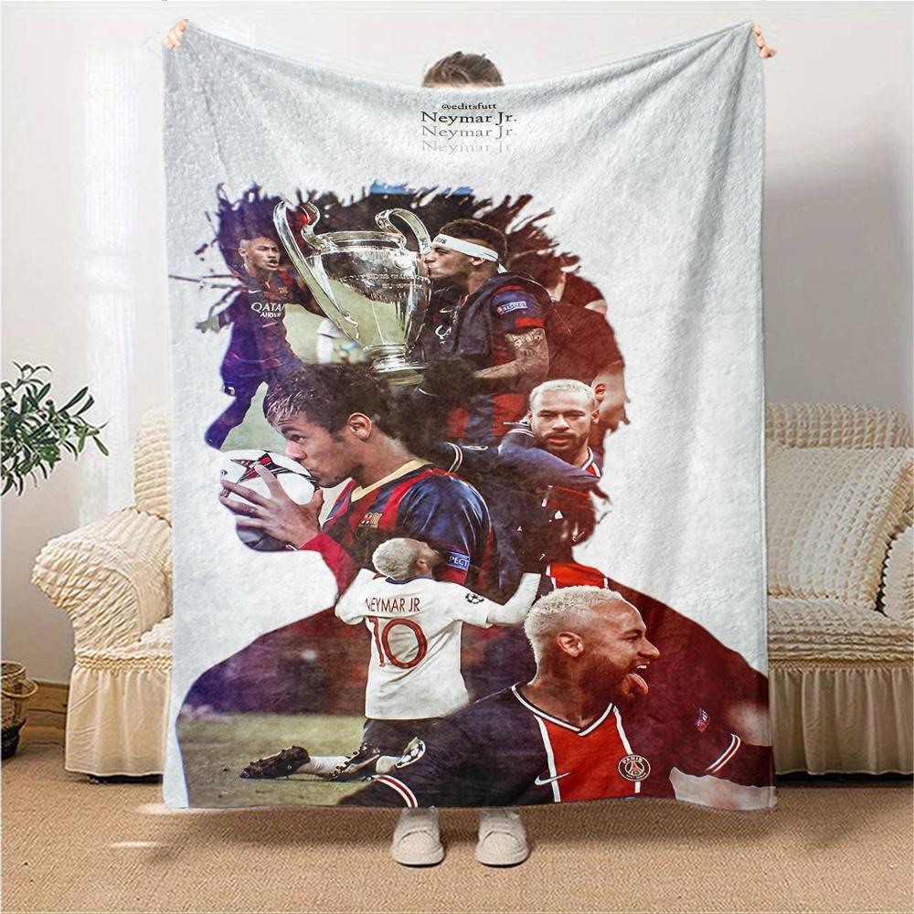 Football Legend Celebration Pose printed flannel breathable and warm blanket, a stylish home gift, suitable for home, office and bedspread use. 15a138
